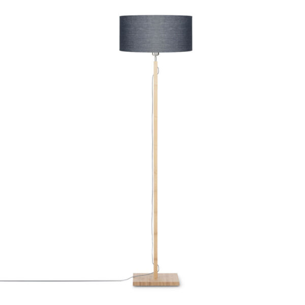 Grijze Scandinavische linnen bamboe vloerlamp GOOD&MOJO Fuji