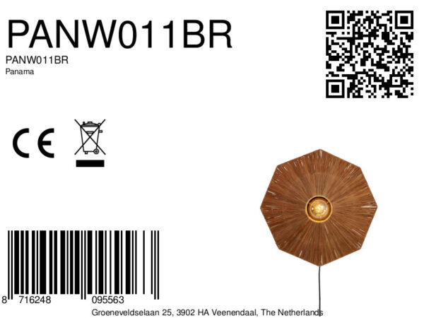 Achthoekige raffia wandlamp bruin GOOD&MOJO Panama - Image 13