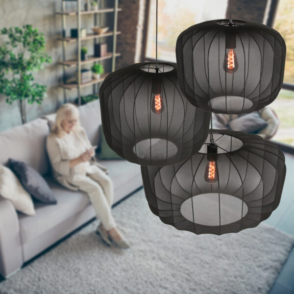 Japandi hanglamp zwart verfijnd textiel Anne Lighting Sable - Ø45 cm - Image 3