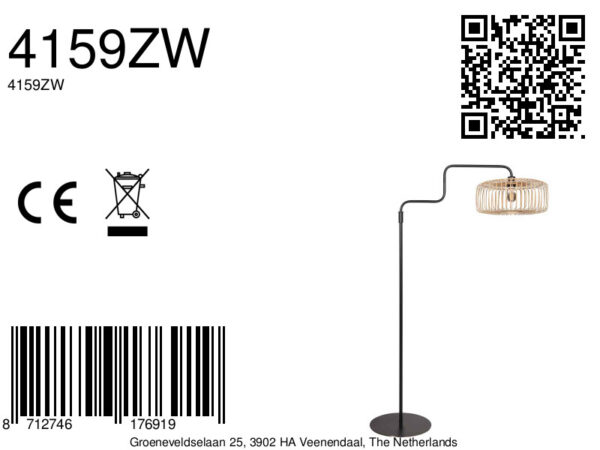 Trendy zwarte bamboe metalen vloerlamp Steinhauer Bloeba - Image 17