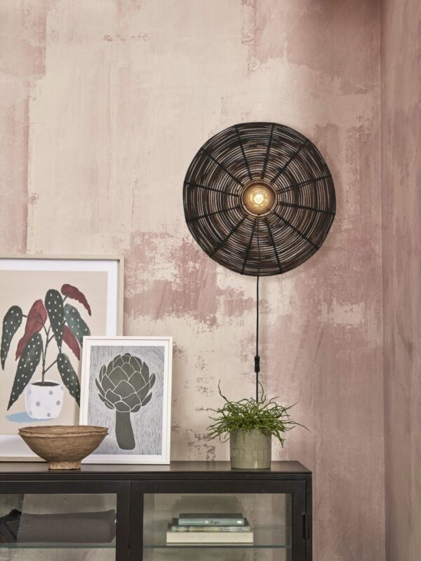 Bohemian zwart metalen-rotan wandlamp GOOD&MOJO Tanami - Image 2