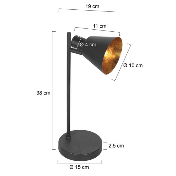 Metalen retro zwarte tafellamp Mexlite Oeroe - Image 6