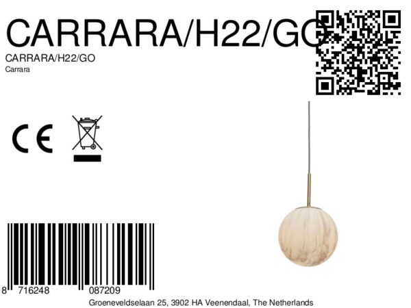 Goudkleurige hanglamp dessinbol middelgroot It's About RoMi Carrara - Image 11