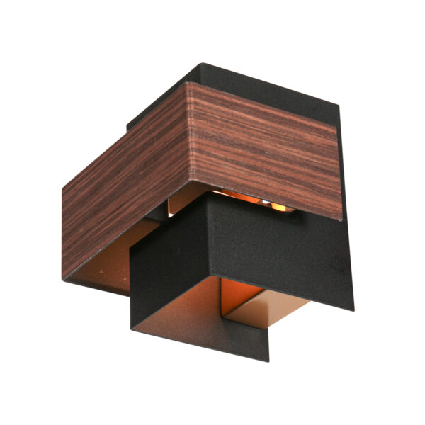 Rustieke zwart/houtkleurige wandlamp Steinhauer Muro - Image 6