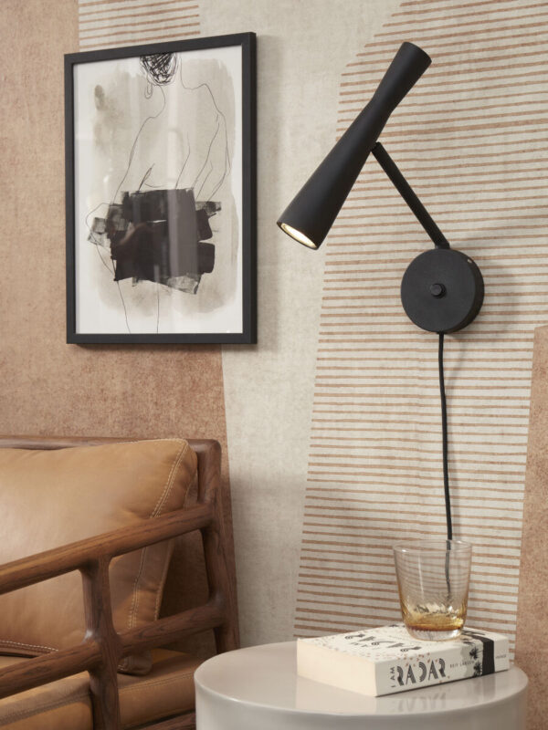 Zwarte metalen retro wandlamp It's About RoMi Bordeaux - Image 2