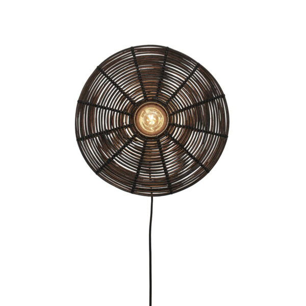 Rotan zwart boheemse wandlamp rond GOOD&MOJO Tanami
