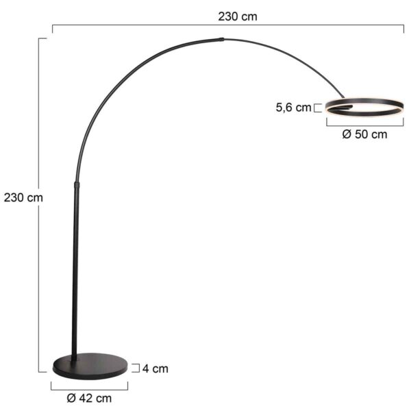Zwarte moderne metalen vloerlamp Steinhauer Ringlux - Image 7
