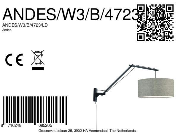Loodgrijze wandlamp dubbelgewricht breed GOOD&MOJO Andes - Image 7