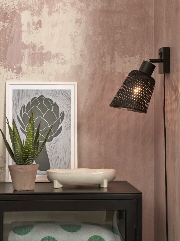 Zwarte wandlamp bohemien bamboe GOOD&MOJO Java - Image 2