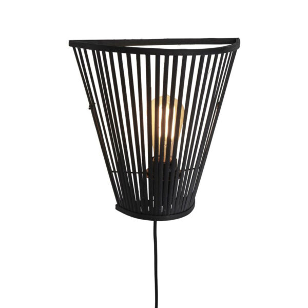 Halfopen bamboe wandlamp zwart GOOD&MOJO Merapi