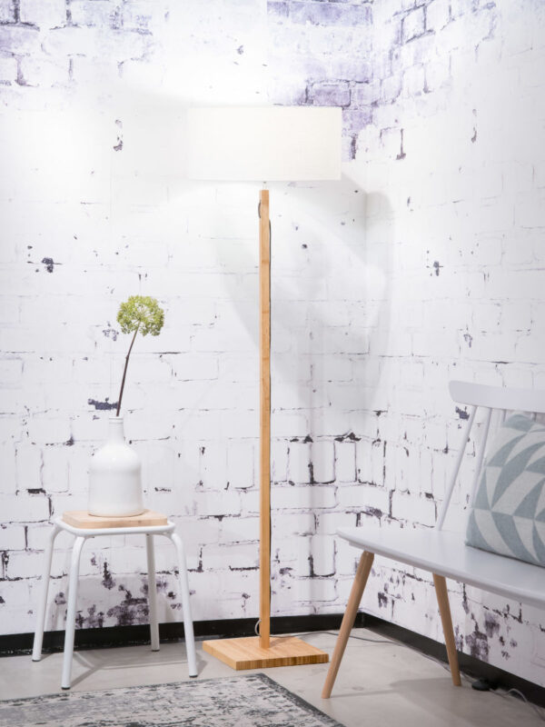 Witte Scandinavische vloerlamp bamboe wit linnen GOOD&MOJO Fuji - Image 2