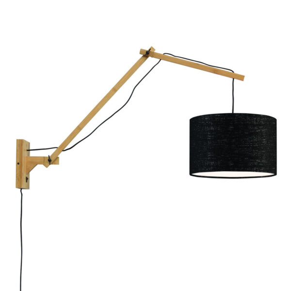 Zwarte wandlamp dubbelgewricht naturel GOOD&MOJO Andes
