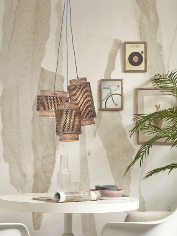 Hanglamp naturel zwart metaal bamboe boheems GOOD&MOJO Bhutan - Image 5