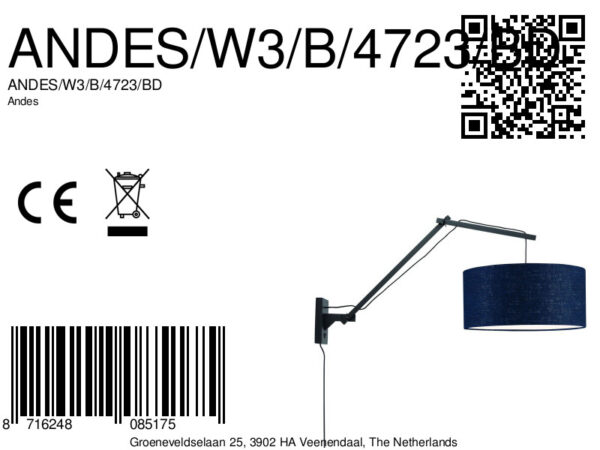 Blauwe wandlamp dubbelgewricht breed GOOD&MOJO Andes - Image 7