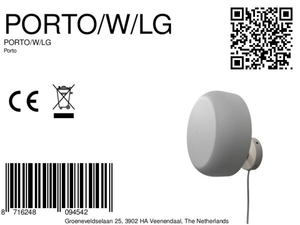 Grijze ronde retro wandlamp It's About RoMi Porto - Image 12