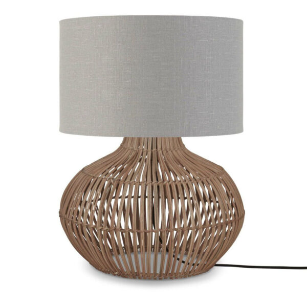 Tafellamp rond rotan/linnen grijs GOOD&MOJO Kalahari