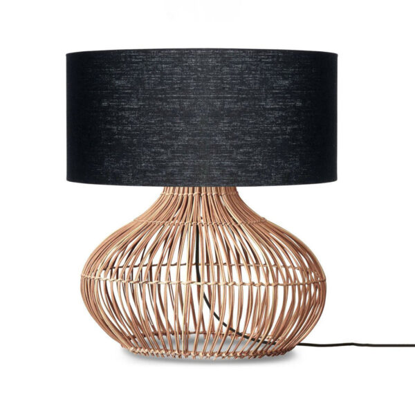 Rotan/linnen tafellamp zwart L GOOD&MOJO Kalahari