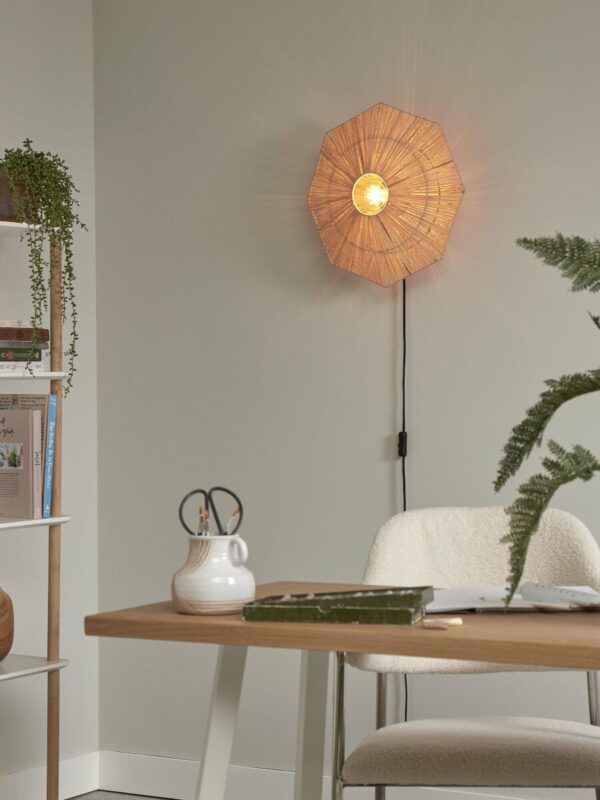 Naturel raffia wandlamp achthoek L GOOD&MOJO Panama - Image 4