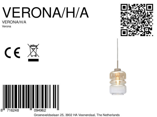 Metaal glas hanglamp klassiek naturel It's About RoMi Verona - Image 11