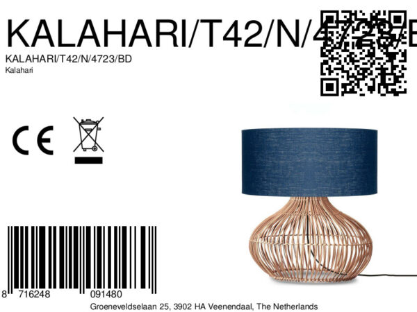 Tafellamp blauw rotan/linnen L GOOD&MOJO Kalahari - Image 8