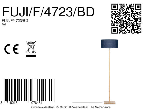 Scandinavische blauwe vloerlamp linnen bamboe GOOD&MOJO Fuji - Image 4