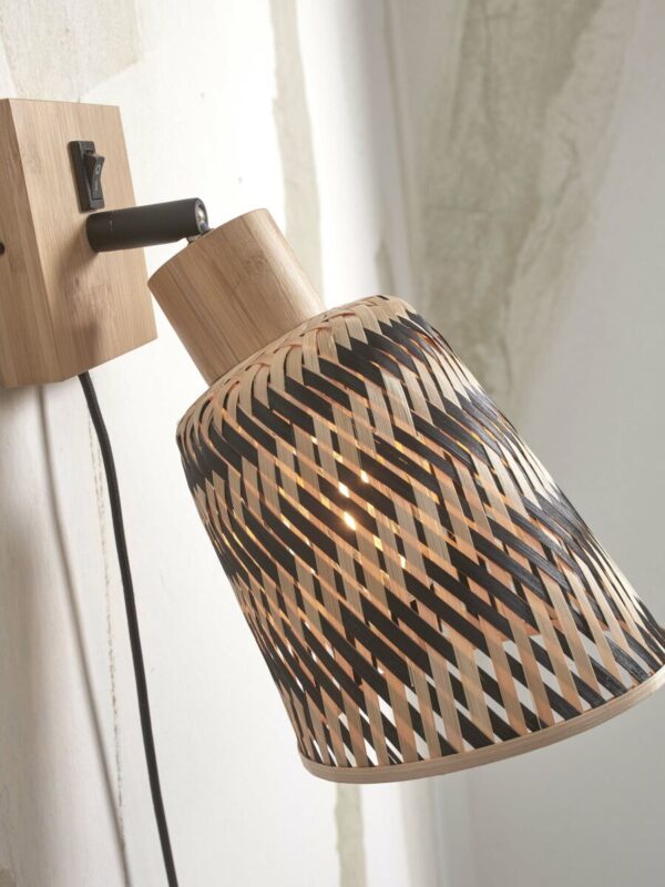 Bohemian bamboe zwart naturel wandlamp GOOD&MOJO Java - Image 4