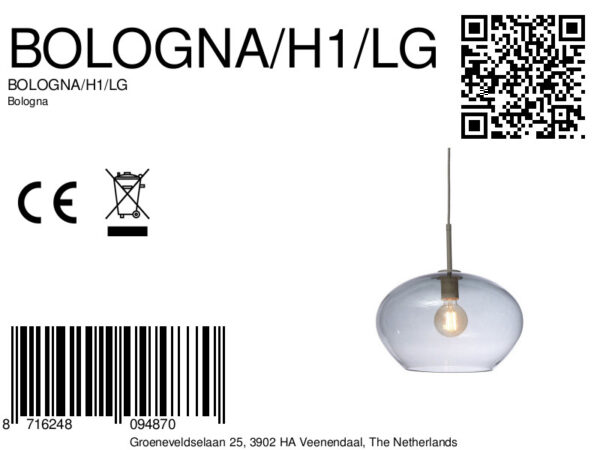 Grijze hanglamp modern glas metaal It's About RoMi Bologna - Image 9