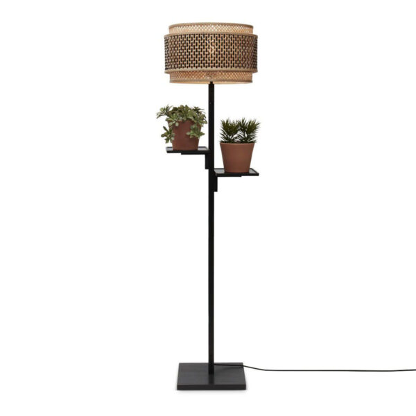 Vloerlamp naturel zwart bohemian bamboe GOOD&MOJO Bhutan