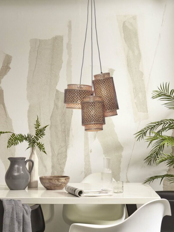 Hanglamp naturel zwart metaal bamboe boheems GOOD&MOJO Bhutan - Image 2