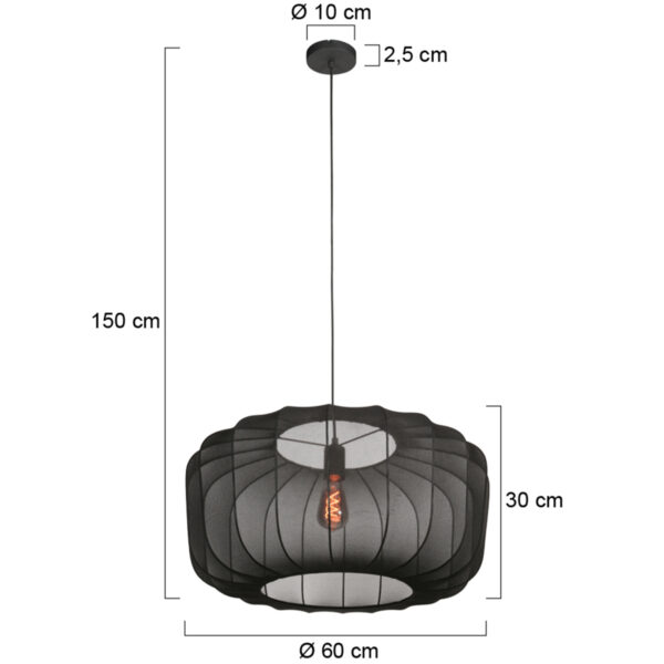Zwarte japandi hanglamp textiel Anne Lighting Sable - Ø60 cm - Image 6