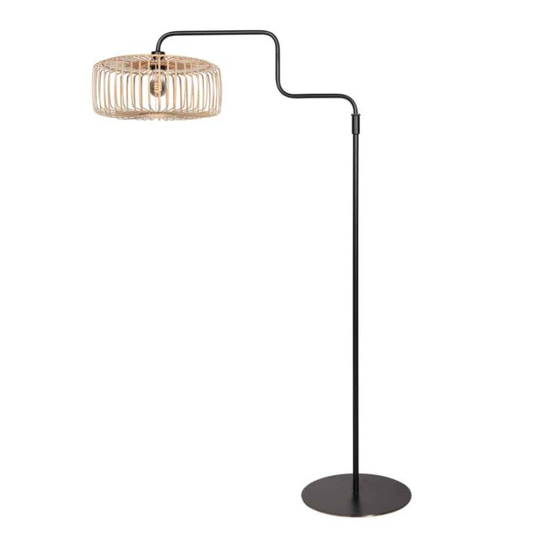 Trendy zwarte bamboe metalen vloerlamp Steinhauer Bloeba - Image 2