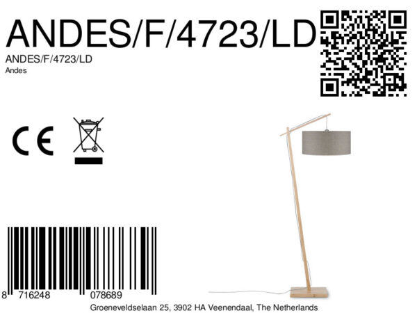 Grijze linnen bohemian vloerlamp GOOD&MOJO Andes - Image 8