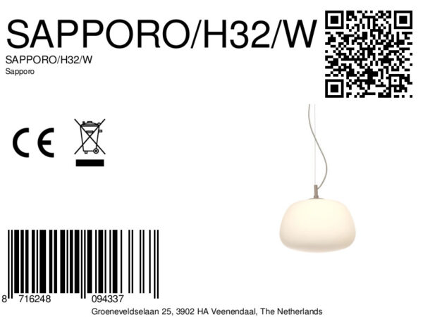 Glazen ronde witte Scandinavische hanglamp It's About RoMi Sapporo - Image 10