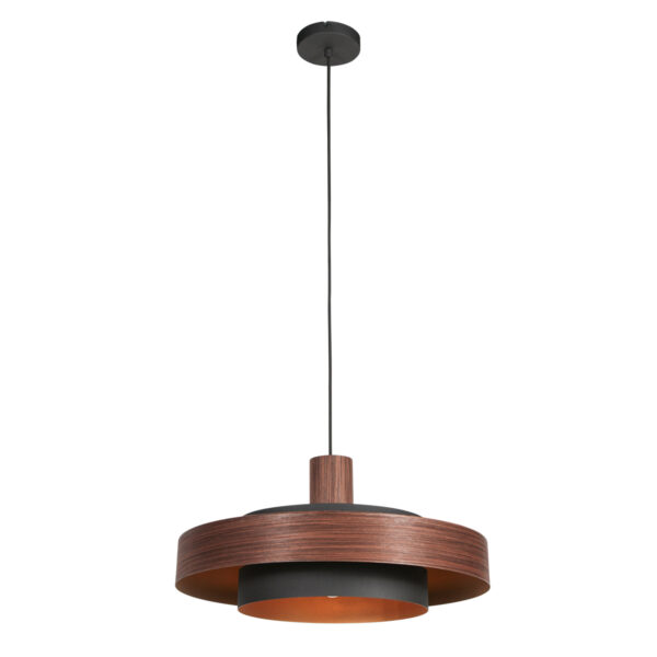 Ronde houtkleurige retro hanglamp Anne Lighting Flinter - Ø50 cm - Image 2