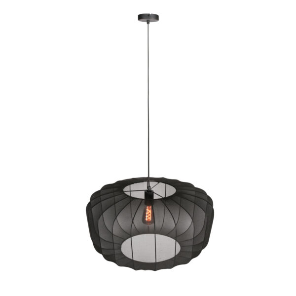 Zwarte japandi hanglamp textiel Anne Lighting Sable - Ø60 cm - Image 8