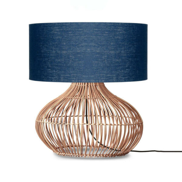 Tafellamp blauw rotan/linnen L GOOD&MOJO Kalahari