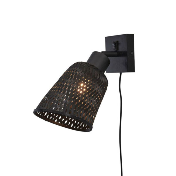 Zwarte wandlamp bohemien bamboe GOOD&MOJO Java