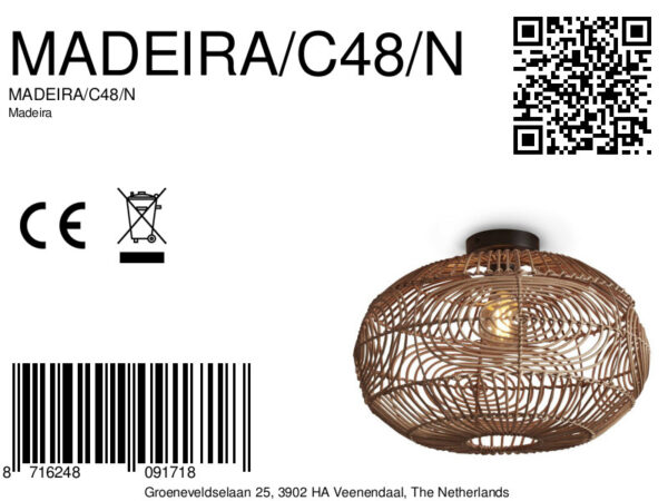 Bolvormige rotan plafondlamp naturel GOOD&MOJO Madeira - Image 8