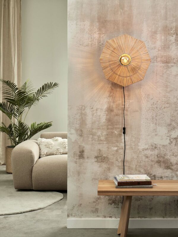 Naturel raffia wandlamp achthoek L GOOD&MOJO Panama - Image 5