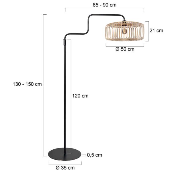 Trendy zwarte bamboe metalen vloerlamp Steinhauer Bloeba - Image 7