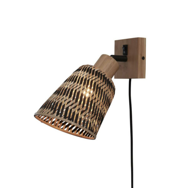 Bohemian bamboe zwart naturel wandlamp GOOD&MOJO Java