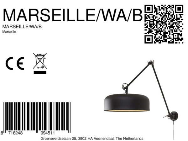 Wandlamp zwart metaal retro It's About RoMi Marseille - Image 11