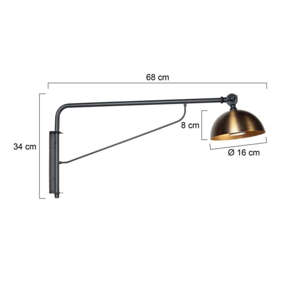 Zwarte wandlamp retro bronze kap Steinhauer Pintino - Image 6