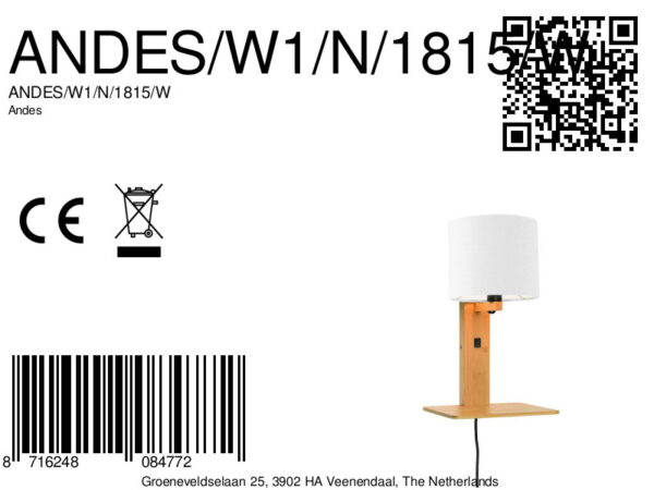 Witte plateau wandlamp naturel GOOD&MOJO Andes - Image 8