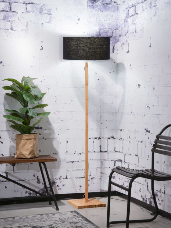 Bamboe zwart linnen Scandinavische vloerlamp GOOD&MOJO Fuji - Image 2