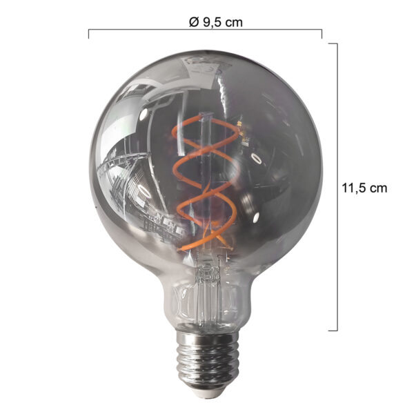 Dimbare balvormige lichtbron met rookglas E27 Mexlite - Image 5