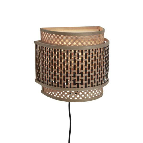 Halfronde wandlamp boheems naturel zwart GOOD&MOJO Bhutan