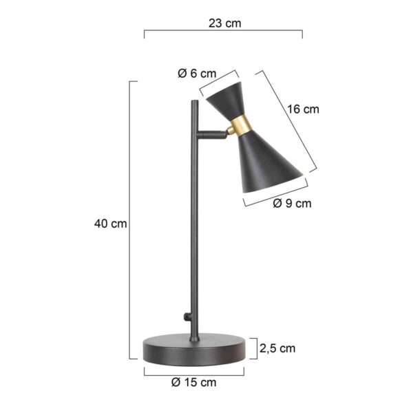 Metalen retro tafellamp zwart Anne Lighting Preto - Image 6