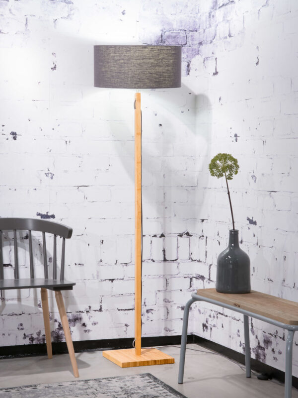 Grijze Scandinavische linnen bamboe vloerlamp GOOD&MOJO Fuji - Image 2