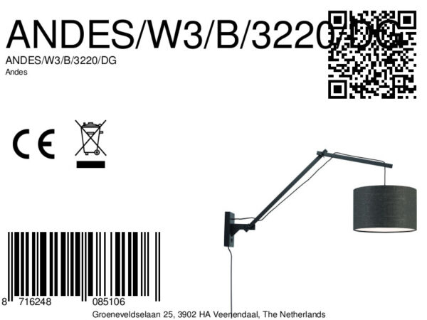 Donkergrijze wandlamp dubbelgewricht GOOD&MOJO Andes - Image 7